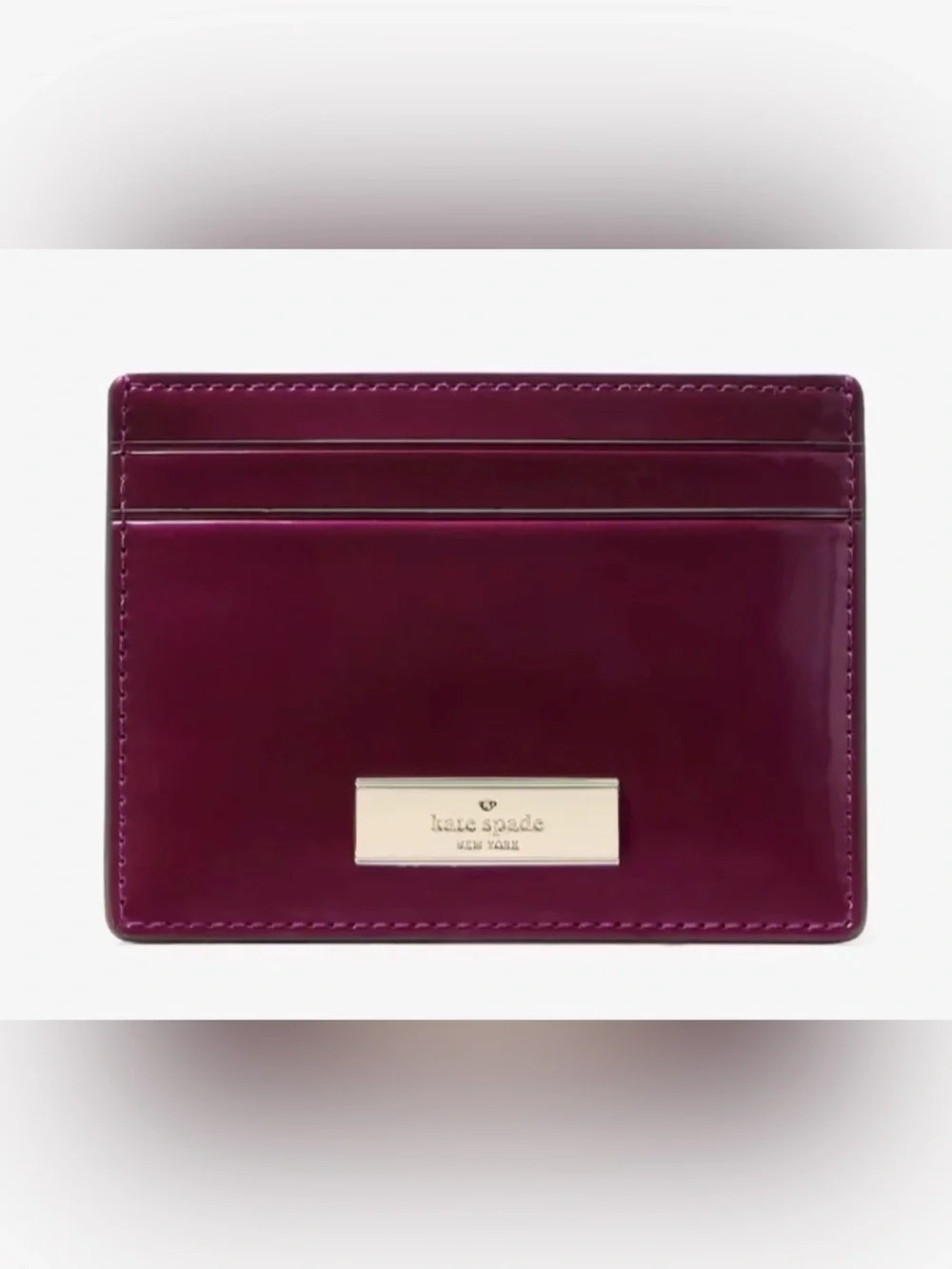 NWT Kate Spade Kenzie Boxed Dark Raspberry Small Slim Cardholder Purple Wallet